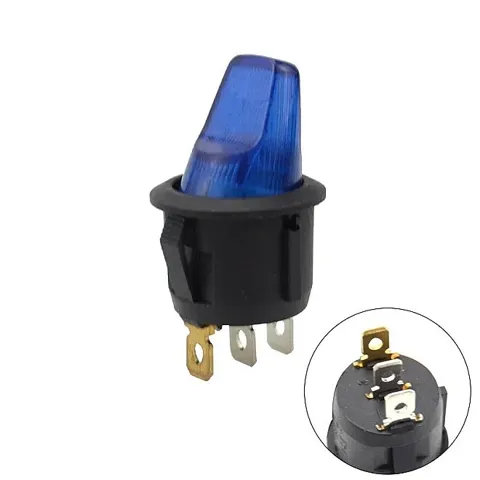 KCD1 Yuvarlak Işıklı Mandal Anahtar Mavi 12V