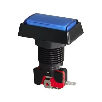 50x33mm 12V Dikdörtgen Işıklı Oyun Makinesi Butonu - Mavi