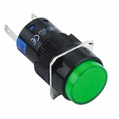 16mm Yeşil Sinyal Lambası Yuvarlak (Led Voltajı 10-24v)