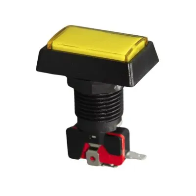 50x33mm 12V Dikdörtgen Işıklı Oyun Makinesi Butonu - Sarı