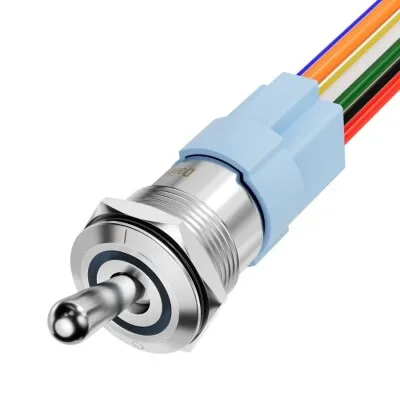 16mm 12V 20A RGB 7-Pin Kablolu Toggle Switch