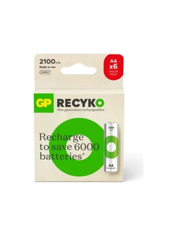 GP ReCyko Ni-MH 2100 AA Şarjlı Kalem Pil 1.2 Volt - 6 Adet