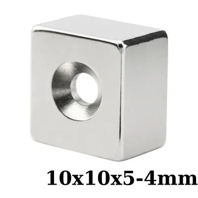 10x10x5-4mm Havşa Delikli Neodyum Güçlü Mıknatıs - Neodim Magnet
