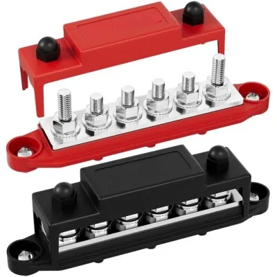 BB300-T6M10-C-2 6xM10 Busbar Güç Dağıtım Bloğu  - Kırmızı/Siyah